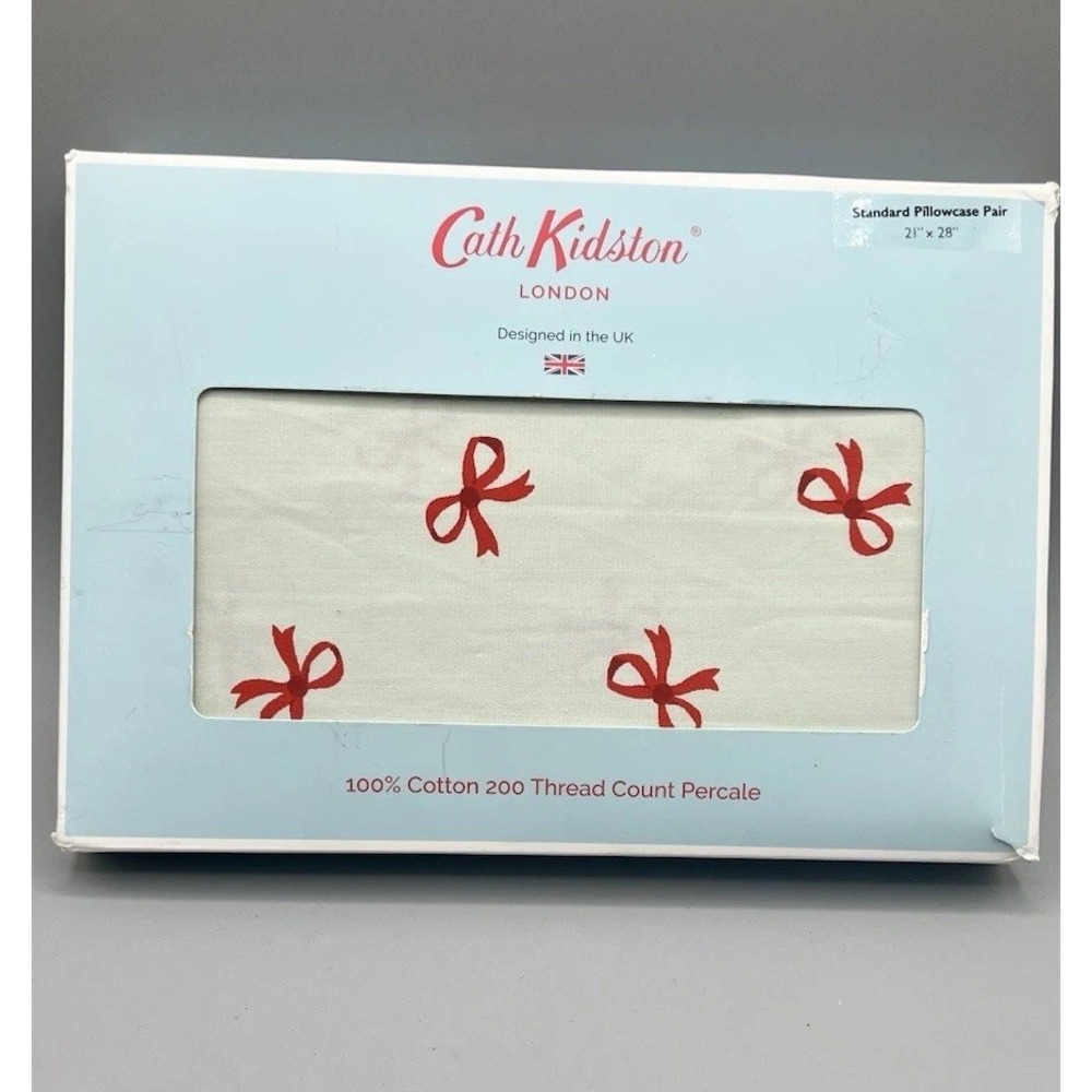 Cath Kidston London Sage‎ Ruby Bow Print Standard Pillowcase Pair 21"x27" NIB